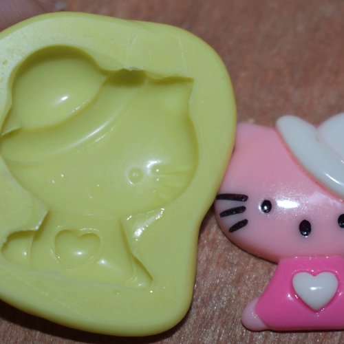 Moule silicone cabochon fille chat resine epoxy , fimo,plâtre,chocolat