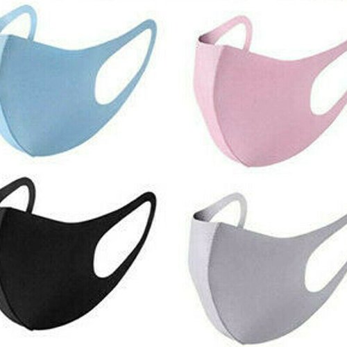 Lot de 4 masques protection tissunoir,bleu,rose, gris  lavable et réutilisable