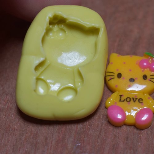 Moule silicone cabochon chat fille resine epoxy , fimo,plâtre,chocolat