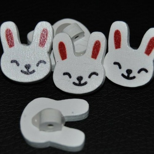 3 boutons bois lapin couture mercerie scrapbooking