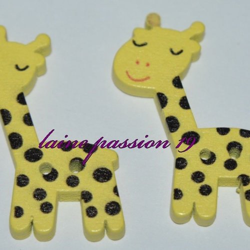 3 boutons bois girafe couture mercerie scrapbooking