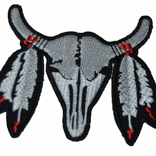 Patch tete de mort écusson brodé thermocollant coutures