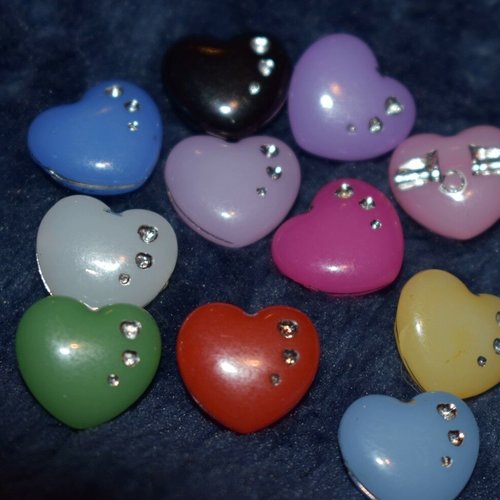 5 boutons  coeur couture mercerie scrapbooking