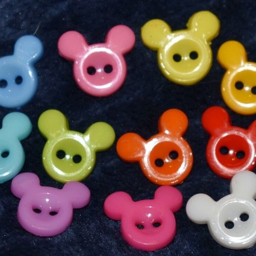 6 boutons mickey couture mercerie scrapbooking