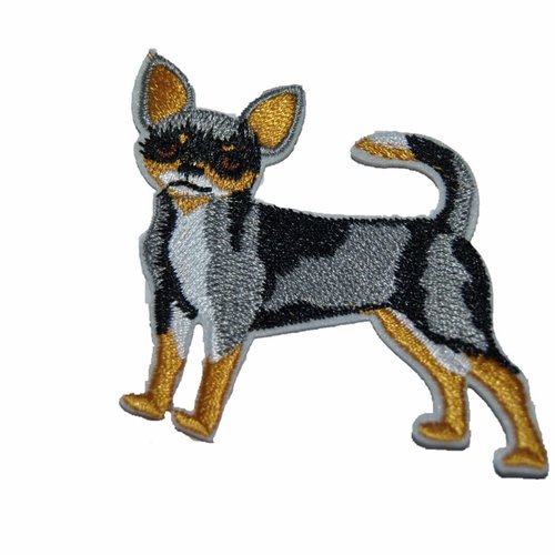 Patch chien chihuahua écusson brodé thermocollant coutures