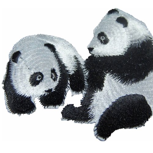 Patch panda écusson brodé thermocollant coutures