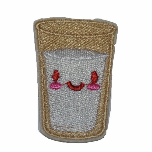 Patch mini verre lait ecusson thermocollant couture