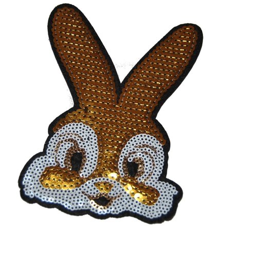Patch lapin  ecusson brodé thermocollant coutures