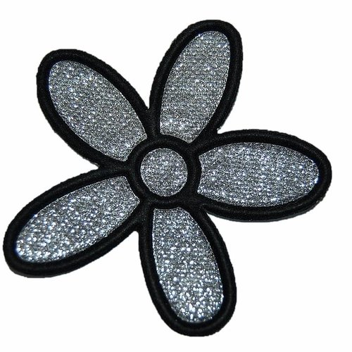 Patch fleur brillante écusson brodé non thermocollant coutures