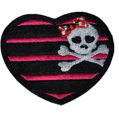 Patch tete de mort écusson brodé thermocollant coutures