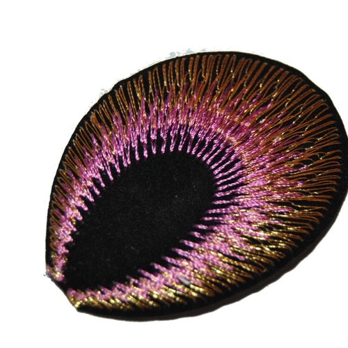 Patch  ecusson plume paon  lurex paillette couture
