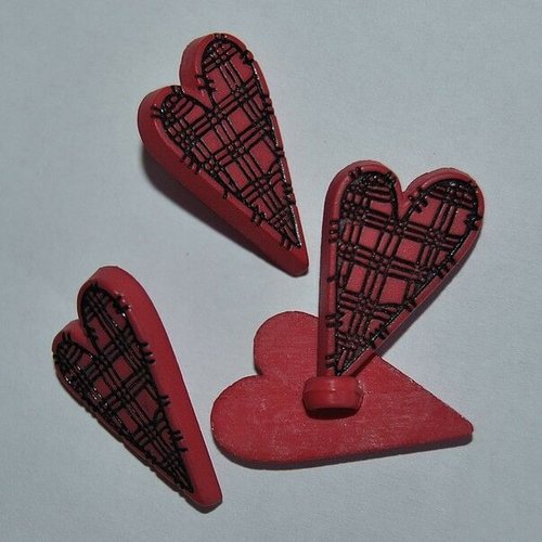 2 bouton  coeur couture mercerie scrapbooking