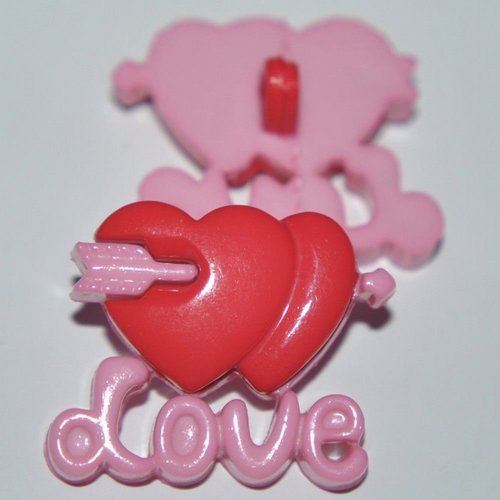 2 bouton coeur couture mercerie scrapbooking