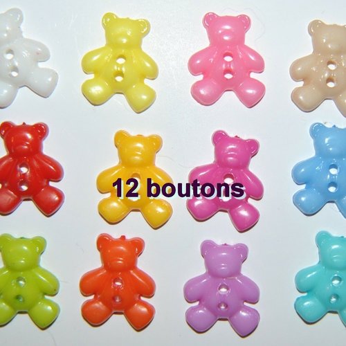 12 bouton ourson couture mercerie scrapbooking