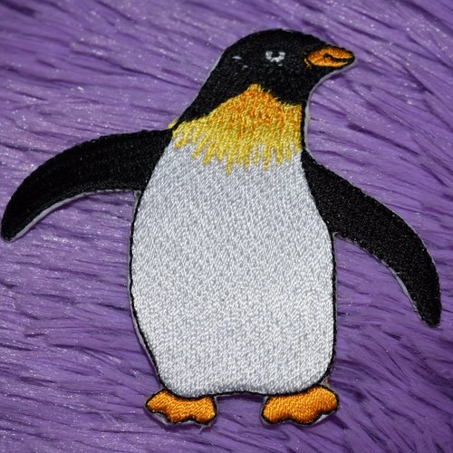 Patch pingouin écusson brodé thermocollant coutures