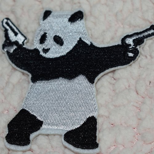 Patch panda écusson  brodé thermocollant coutures