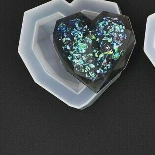 Moule silicone resine coeur diamant bijoux uv ou eposy pendentif