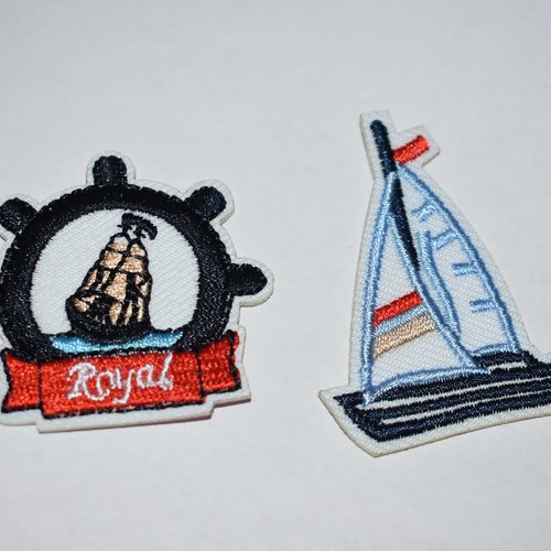 Patch bateau ancre marine écusson brodé thermocollant coutures