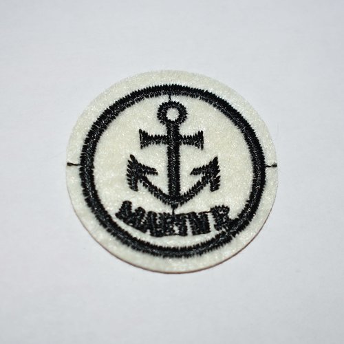 Lot 7 Patchs écusson thermocollant thème Marine, Ancre et gouvernail, Tissus