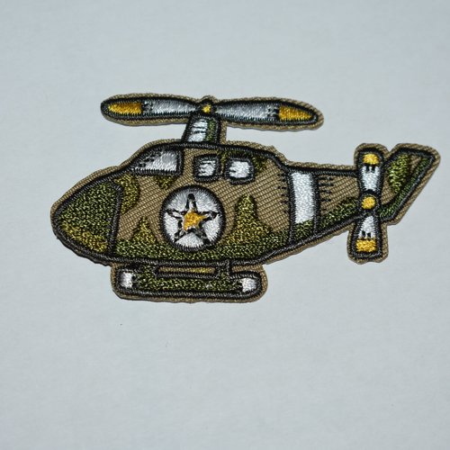 Patch helicoptere écusson brodé   thermocollant coutures