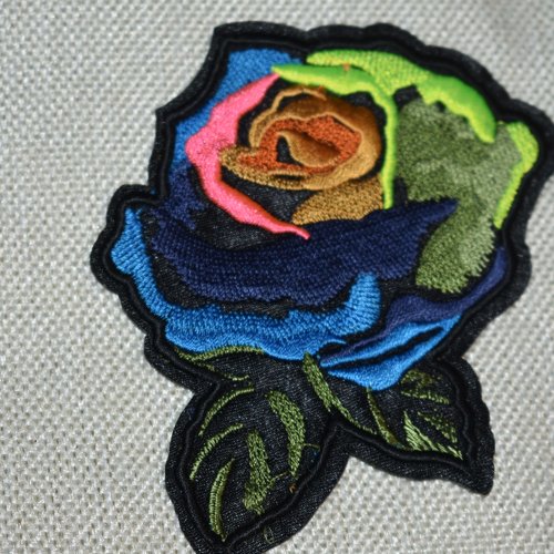 1 Paires Patch Sticker Broderie Ecusson à Coudre Fleur Thermocollant