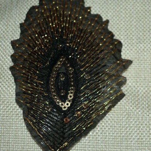 Patch  ecusson plume lurex paillette couture