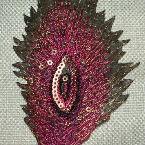 Patch  ecusson plume lurex paillette couture