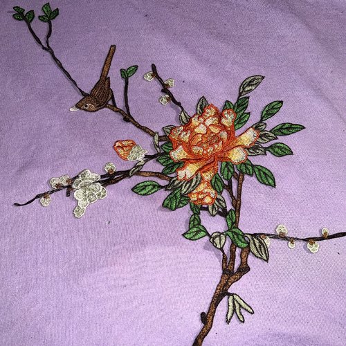 Grande guipure, fleurs oiseaux, 57, x 36