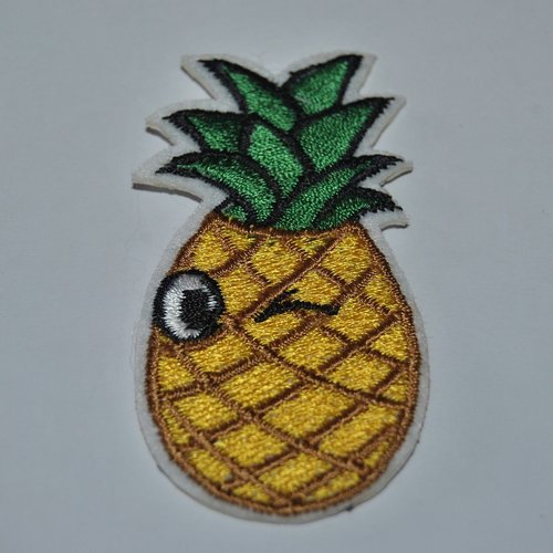 Patch ananas smiley écusson brodé thermocollant coutures
