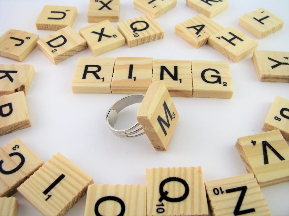 Bague Scrabble Alphabet Scrabble Lettre Bois Cadeau Original