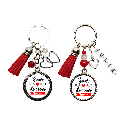 Porte clés soeur de coeur personnalisé, soeur de coeur forever