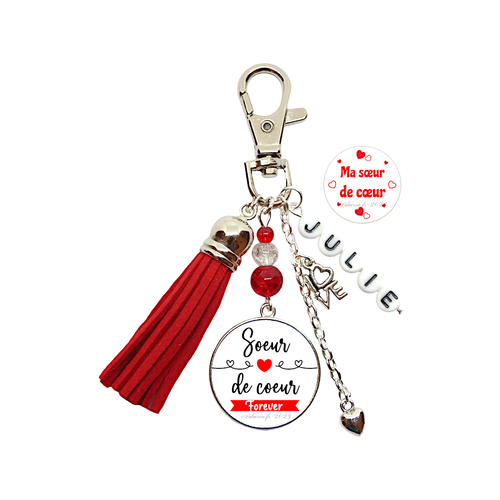 Porte clés personnalisé ma soeur de coeur, soeur de coeur forever,