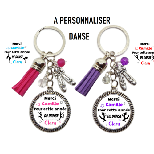 Porte clés prof de danse personnalisé, "merci pour cette année de danse"