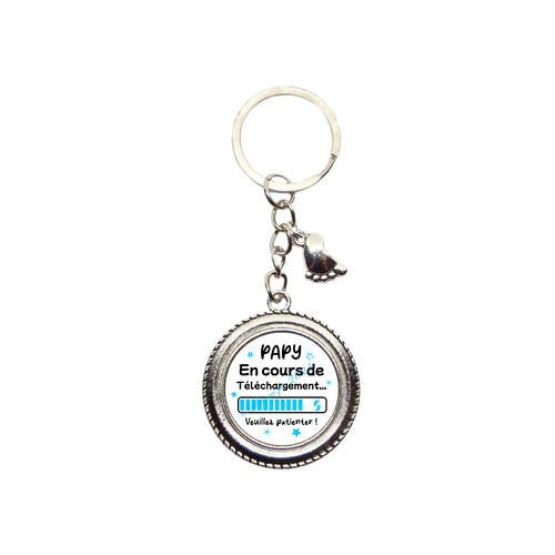 Porte clés futur papy, cadeau papy, "papy en cours de téléchargement veuillez patienter", annonce naissance