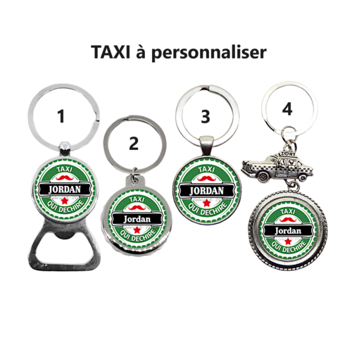 Porte clés taxi personnalisé, "taxi qui déchire"