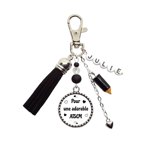 Porte clés atsem, cadeau atsem, "super atsem"