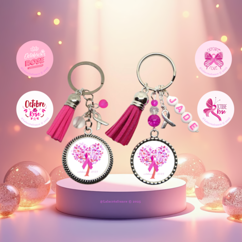 Porte clés octobre rose à personnaliser