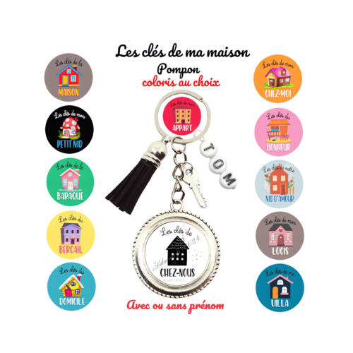 Porte clés les clés de ma maison, de chez nous, de mon apart... 12 modèles au choix