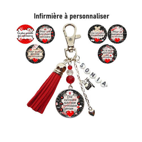 Votre prénom - porte-clés infirmière personnalisé, cadeau infirmière