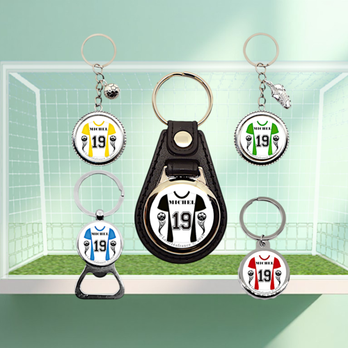 Porte clés maillot de foot personnalisable avec votre prénom et votre numéro de joueur
