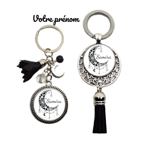 Votre prénom - porte clés lune personnalisé, idée cadeau eid mubarak