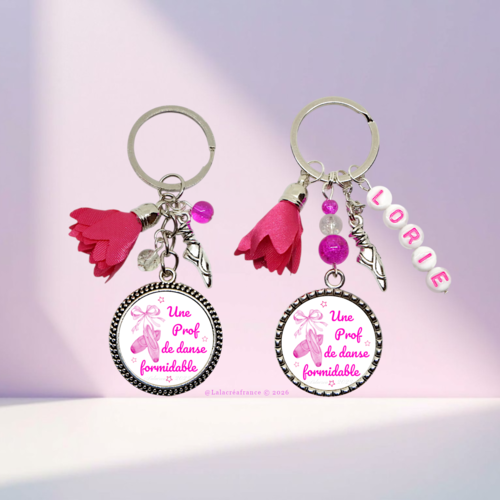 Porte-clés prof de danse personnalisé - cadeau "une prof formidable" - fin d'année et remerciements