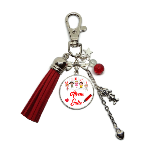 Votre prénom - porte clés atsem, "merci atsem..." personnalisable