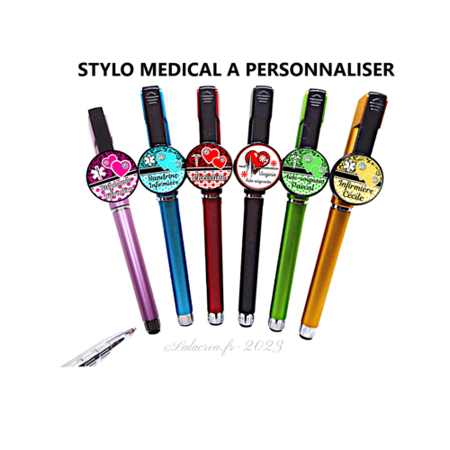 Stylo personnalisé infirmière, aide soignante, sage femme ou autre, avec le métier et prénom de votre choix