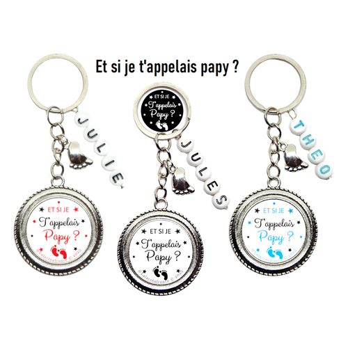 Porte clés futur papy personnalisé, "et si je t'appelais papy ?"