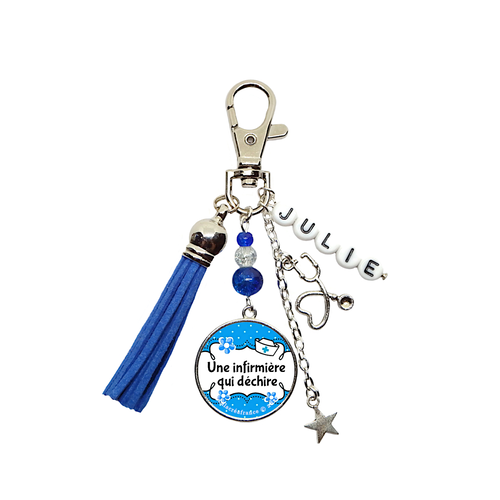 Porte-clés personnalisé infirmière, cadeau infirmière, "une infirmière qui déchire"