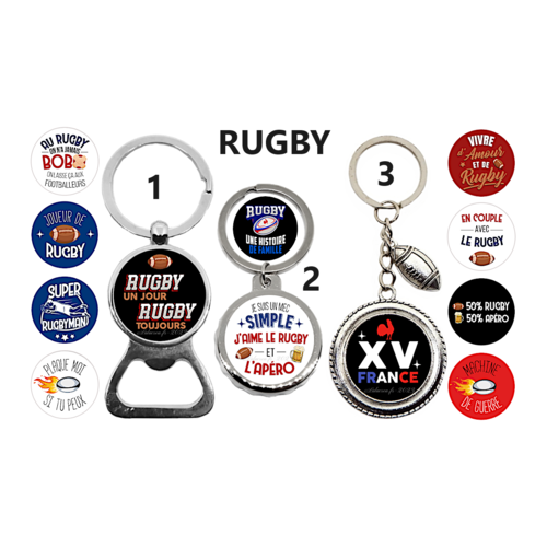 Porte clés rugby, décapsuleur rugbyman