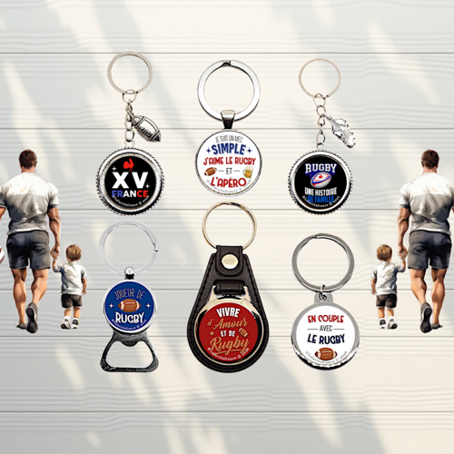 Porte-clés rugby – cadeau homme rugby – décapsuleur – idée cadeau sportif
