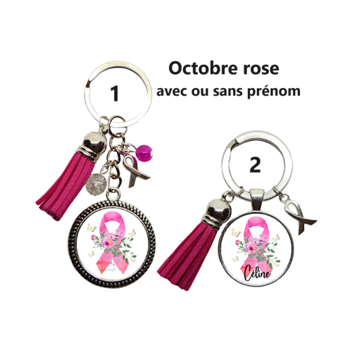 Porte clés octobre rose, sensibilisation cancer du sein