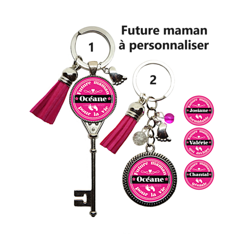 Porte clés future maman personnalisé, cadeau future maman